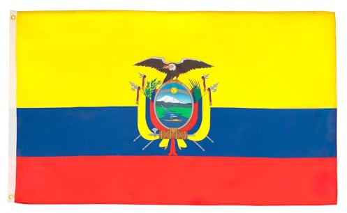 AZ FLAG - Bandiera Ecuador - 90 x 60 cm - Poliestere leggero - Bandiera Ecuadoriana con occhielli metallici incorporati - 40 g