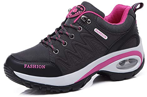 Kvinnors slimmande skor promenadsneakers fitness kilar plattform skor sneakers, 7 grå, 41 EU