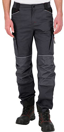 BWOLF Daytona Pantalones De Trabajo Hombre Ropa De Trabajo para Hombre Elasticos Pantalon Trabajo con Muchos Bolsillos, Gris, L