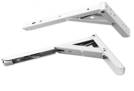 HKYBCF 2 Teile/Satz 8 Zoll Weiß Verdickter Stahl Dreieck Klapp Regal Halterung Wand Montiert Selbst Tragen Metall Winkel Halterung mit 8 Schrauben