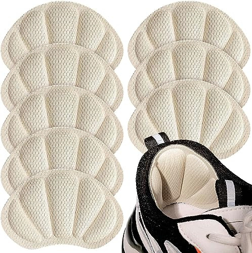 8Pcs Heel Cushion White, Heel Grip Pads, Self-Adhesive Comfortable Pad | Mesh Heel Cushion Pads for Shoes Too Big, Self-Adhesive & Reusable, For Women Men Back of Heel, Heel Pain Relief