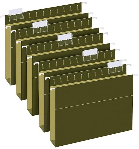 Extra Capacity Hanging File Folders, RAZCC 30 Pack Letter Size Reinforced Hanging Folders with Heavy Duty 1 Inch Expansion for Bulky Files, Filing Cabinet, Adjustable Tabs, Green