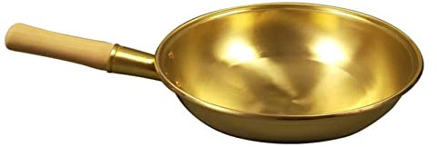 Wokkokning Anti skållning Mässingspanna Stekpanna Ren manuell Röd Kopparpanna Stekpanna Stekpanna Sopppanna Kokpanna Gasspis (Storlek: 34cm) vision