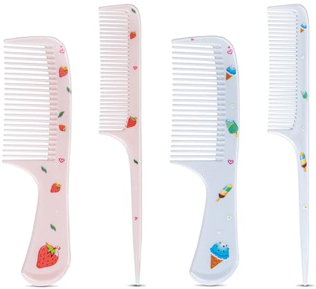MEGAVOW 4 Piezas Cepillo Pelo Antitirones Niña, Juego de Peine y Cepillo Desenredante Cabello Húmedo y Seco, Cepillo de Masaje para Desenredar, Lindo Regalo