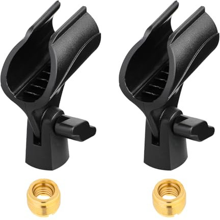 Mikrofon Halterung, 2er-Pack Mikrofon-Clip-Halter für Mikrofonständer, Verstellbarer Mikrofon-Clip-Halter, Universelle Mikrofon-Halterungsklemme mit 5/8 Zoll auf 3/8 Zoll Mikrofon-Schraubenadapter