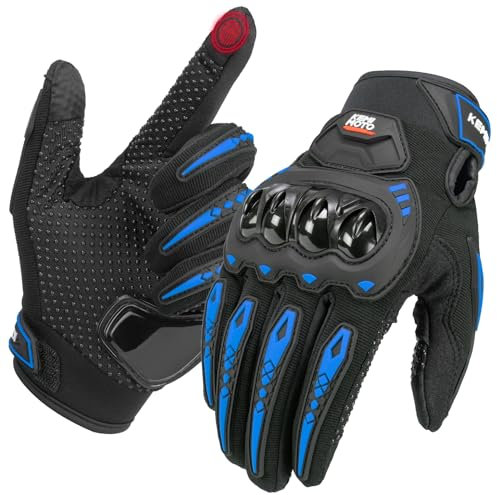KEMIMOTO Gants Moto Été Homme, Knuckle Protection Respirant à Écran Tactile, Plein Doigt, Gants Motos Scooter pour la Course de Moto, VTT, Escalade, Chasse et Motocross