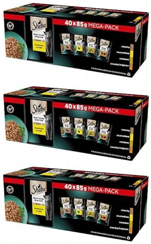 Sheba Selection Mini filets Katzenfutter nass in Sauce Geflügel Variation 120 Portionsbeutel à 85g (3-er Pack)