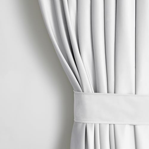 AmeliaHome Set tenda 270 x 140 cm (altezza x larghezza x profondità) con fermatenda, 54 x 10 cm, effetto velluto, 1 pezzo, tenda decorativa per finestra