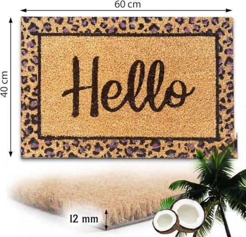 VIMODA Entrance Door Mat, Coconut Door Mat, Outdoor & Indoor Dirt Catcher for Front Door, Doormat, Patio, Balcony, Colour: D4
