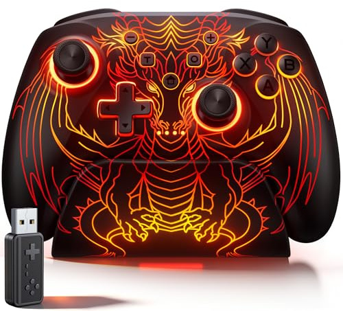 Wireless PC Controller, 1000Hz Polling Rate, Hall Effect Joysticks & Triggers, Controller for PC/Switch 2/Switch/Android/IOS, 1000mAh Battery, with 7 Light Modes/Paddle/Turbo/Motion/Charging Dock