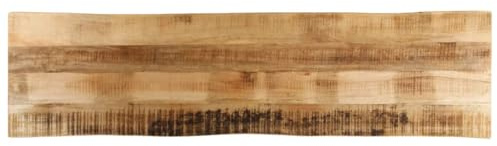 Bordsskiva med trädkant 160 x 40 x 2,5 cm, grov mango, massivt trä för matbord, skrivbord eller barrest, robust träplatta för förnyelse