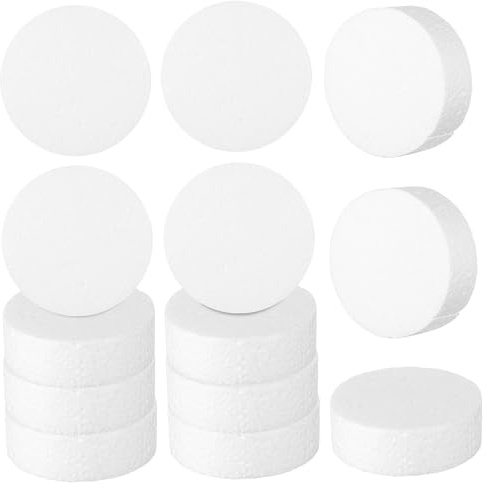 SAFIGLE 18 Piezas Círculos de Espuma Blancos Discos para Manualidades y Decoración de Pasteles Bloques de Espuma Versátiles para Modelado y Proyectos Creativos