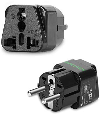 Incutex 2 x universell uttagsadapter reseadapter universal resekontakt US Storbritannien till EU DE Schuko universal reseadapter plug, svart