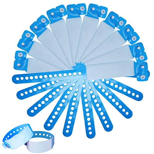 Braccialetto Identificativo Adulti, 100 Pezzi PVC Braccialetto eliminabile Braccialetti di Identificazione di Sicurezza di Anni dell'adolescenza del Braccialetto Eventi (Blu)