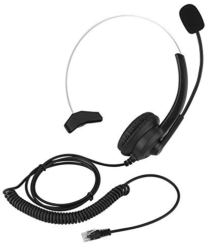 H300 Microphone Headset Noise Cancelling Corded Telephone Call Center Headset With 4 Connectors For Landline Mobile Phones PC Games Comfortable Wearing(For Lanline)