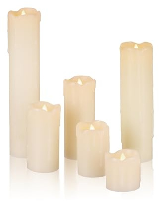 24 st. LED-blockljus, batteriljus, äkta vaxljus, batteridrivna ljus med flackande låga, 5 cm, för utomhus, krämvita