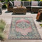 Teppich-Traum orientalischer Vintage LÄUFER für In- & Outdoor buntes Blumenmotiv rosa Größe 80x150 cm