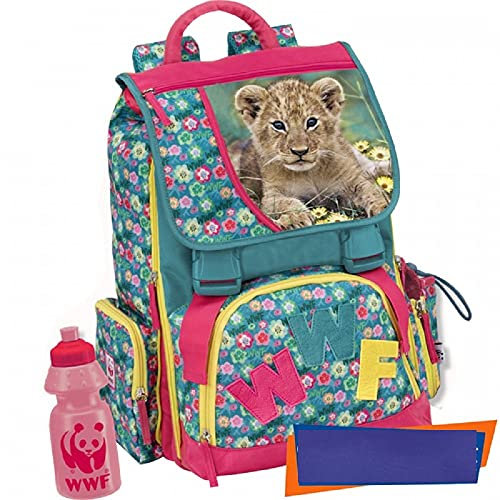 WWF Unisex-Kinder Zaino Estensibile Rucksack, Rosa und Grün, cm 40 x 30 x 20
