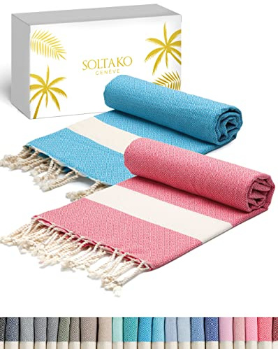 SOLTAKO Fouta Peshtemal XXL - Serviette Plage Anti Sable - Drap de Bain pour Hammam, Sauna, Yoga, Pique-Nique - Grande Taille 100x200 cm - Drap 2 Personnes