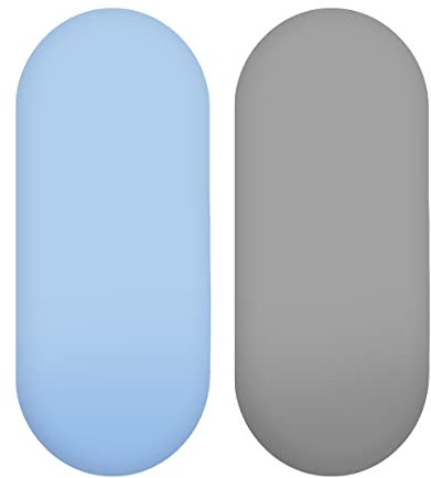 Baby Comfort 2er-Pack Jersey-Spannbettlaken aus 100% Baumwolle für Babymatratzen in ovaler Form (Blau + Grau)