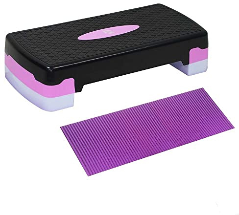 Aerobic Stepper Yoga Step Board Gym Fitness Exercise Cardio Adjustable Blocks (purple)