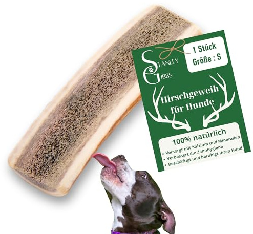 Bois de cerf a Macher TRANCHÉ. Friandise Naturelle pour Chiots et Chiens de Tout âges. Jouet Occupation de Mastication Naturel et écologique. Soins Dentaire idéal (S)