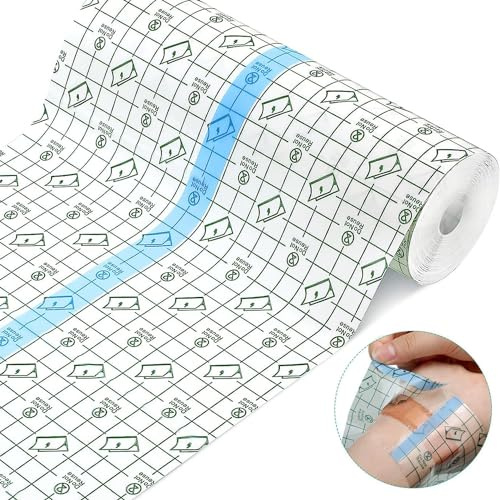 ANAMPION Pansement Tatouage Waterproof 20cm*5m, Rouleau de Film Imperméable Antibactérien Bandages,Transparent Pansement Bandage pour Tatouages Fixer Plaster Stretch Fixation