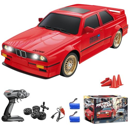 Hitish Ferngesteuertes Auto Mädchen im Maßstab 1:16, RC Drift Car mit LED, 2,4 GHz 4WD Hohe Geschwindigkeit RTR Rennauto 30 km/h Sportspielzeug, Zwei Batterien und Drift Reifen Inklusive