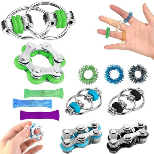 12x Fidget Toys – ADHS Anti-Stress-Spielzeug für Erwachsene, Stimming Toy für Stressabbau, Tragbares Entspannungsgadget für Büro, Schule, Reisen