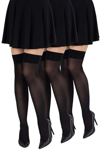 Looksy - Chaussettes cuissardes pour femmes kniehoch, longues, unies pour filles, école, cosplay, uniforme, 60 den, taille unique