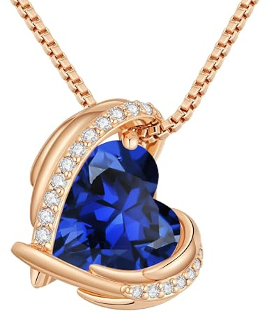 CDE Collana Delle Donna Cuore, Oro Rosa Birthstone Gioielli Donna Regali di Festa Della Mamma Lei Moglie Fidanzata Regalo Compleanno Anniversario San Valentino Natale | Placcata in Oro Rosa Catena Regolabile Collana Idee Anniversario Natale Regali per Fidanzata Moglie Amica Mamma Figlia