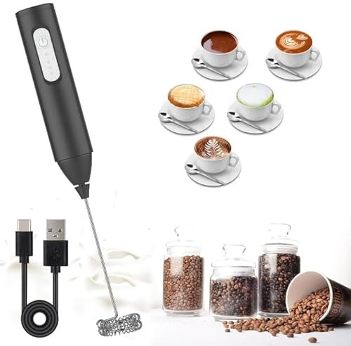 Elektrischer Milchaufschäumer, Handheld Milchschäumer Stab mit Doppelter Spirale für Kaffee – USB-C -Milchmixgerät