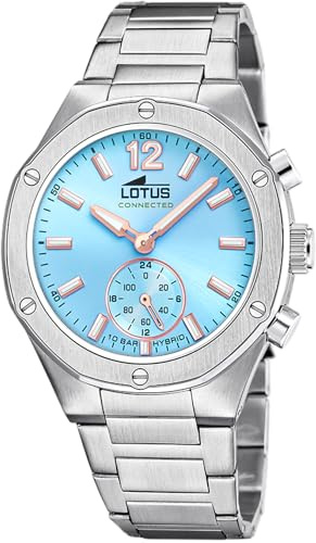 LOTUS Reloj Inteligente Mujer - Híbrido Connected de Acero Inoxidable 316l - Cristal Mineral - Resistente al Agua 5 ATM - Control Música, Cuenta Pasos, Notifica y Rechaza Llamadas 18971/3