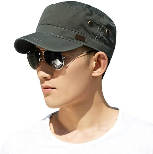 Comhats Cotton Mens Army Cap Military Caps for Men, UPF 50 Army Hat Baseball Cap, Breathable & Adjustable & Lightweight, Green XL
