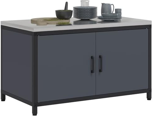 vidaXL Almacenamiento de Cocina Antracita 90 x 50 x 53 cm Acero, Soluciones Modernas para almacenar, Estante Rectangular de Acero, organización Duradera, Soporte Compacto para Gadgets y utensilos