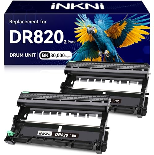 INKNI Compatible DR820 Drum Unit Replacement for Brother DR-820 ,Yields Up to 30,000 Pages with Toner, Compatible for Brother DCP-L5600DN L5000D L5200 L6200DW MFC L5850 L6700DW Printer (Black, 2-Pack)