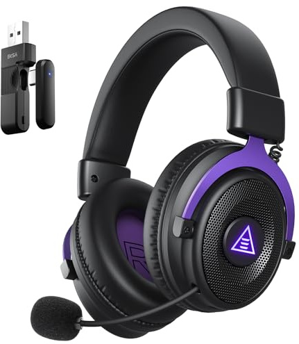EKSA E900WT Wireless Gaming Headset for PC Ps5 Ps4, 2.4 Ghz USB&Type-C Gaming Headphones with Microphone, 30ms Latency, 80H Battery Bluetooth Headphones for Switch, Laptop, Mobile, Mac