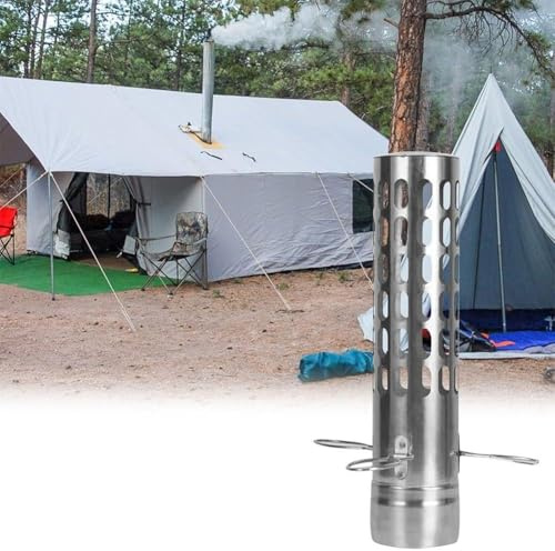 FUANA Copertura per tubo del camino della tenda in acciaio inossidabile per stufa a legna da campeggio all'aperto Ventilazione resistente alle intemperie 10,2 cm di diametro accessori per radiatore