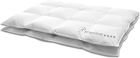 Hanskruchen® Premium **** Winter Daunendecke 155x200 cm - WARM - Made in Germany Kassettendecke mit 100% Daunen - Allergiker geeignet in fünf Wärmestufen