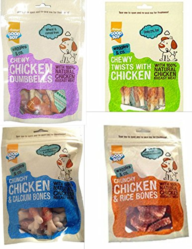 Dog Treats, Good Boy Selection, Chicken Flavour Variety Pack, 4 Different Packs of Treats