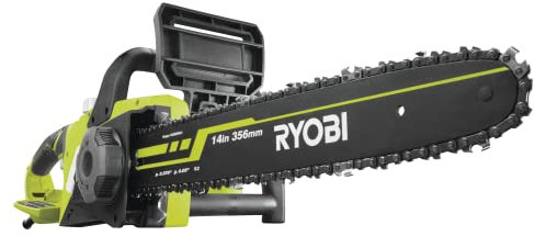 RYOBI - Tronçonneuse Électrique 1900W 35 cm - Utilisations Élagage, Bois de Chauffage, Domestique et Occasionnelle - Livrée avec 1 Protège-Guide & 1 Chaîne 35 cm 52 Maillons - RCS1935B