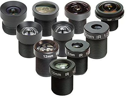 Arducam Ensemble d'objectif M12 pour Appareil Photo USB (1/2.7, 1/2.8, 1/2.9), téléobjectif, Macro, Grand Angle, fisheye (20° - 180°) avec Support et Chiffon de Nettoyage, Optique Tout-en-Un