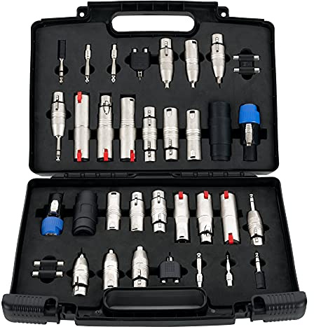 Pronomic ADC-34 Audio-Adapter-Set im Koffer - 34 Adapter in einem Case - Komplett im Sortimentskoffer - Schwarz