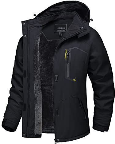 TACVASEN Giacca Invernale Donna Impermeabile Giacca Da Sci Fleece Riempita Calda Giubbotto Funzionale Con Cappuccio Rimuovibile Nero, L