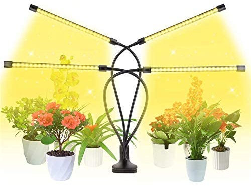ampe de Plante, 80 LEDs Lampe de Croissance à 360° 4 Heads Éclairage Horticole Avec, lampe de croissance Spectre Complet avec Chronométrage Auto-On/Off 4/8/12H pour plantes d'intérieur grandes
