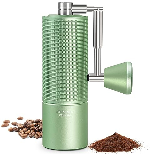 TIMEMORE Chestnut C3 ESP Pro Hand Coffee Grinder, Stainless Steel S2C Conical Burr Manual Coffee Grinder with Foldable Handle, Adjustable Grind Setting for Espresso to French Press - Green