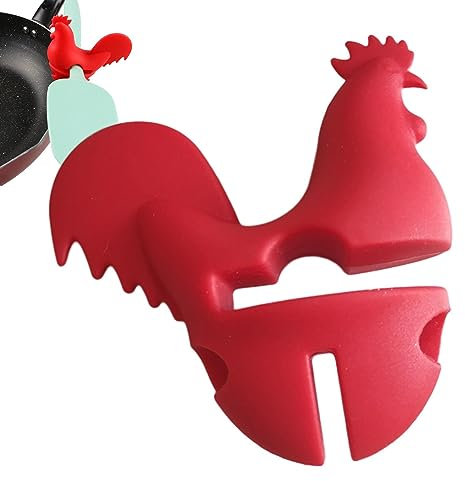 JINGAN Portapenne | Clip portautensili per Cucchiaio in Silicone per pentola e Padella,Supporto per Cucchiaio da minestra Anti-versamento per Clip per pentola su poggia Cucchiaio Supporto per