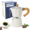 RICHSUM Macchinetta Per Caffè in Alluminio per Piano Cottura - 3 Tazze di Caffè Espresso - Moka Pot da 5 oz, Caffettiera Italiana per Fornelli a Gas ed Elettrici, Colore Bianco