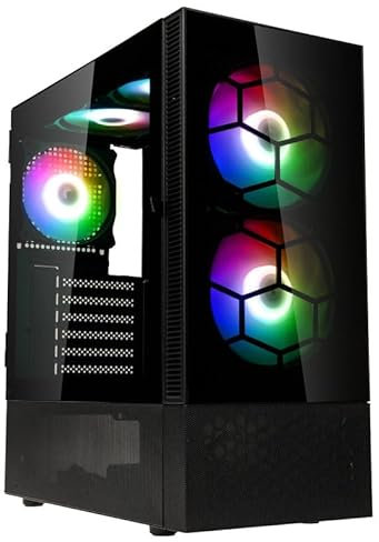 Kolink Observatory MX Glass PC-Gehäuse, Kolink Umbra ARGB-Lüfter, Mesh-PSU-Verkleidung, Glasfrontplatte, SPCC-Stahl, Midi Tower, Schwarz