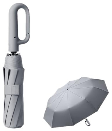 Regenschirm groß, 10 Rippen,Sturmfest –Automatisches Öffnen/Schließen, Golf Umbrella, Freien UV Schutz Faltender Sonnenschirm Taschenschirm UPF 50, Karabinergriff für Herren und Damen